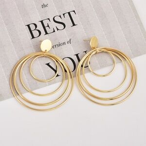 *SHIVANI* Gold Round Layer Fashion Dangle Earrings